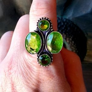 New Peridot 925 Silver Ring.